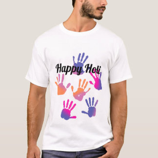 Happy Holi Colorful Handprint T-Shirt