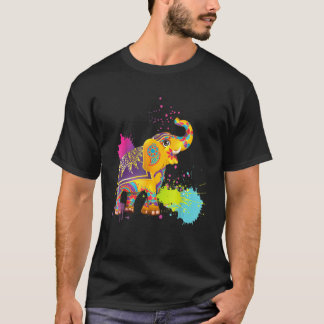 Happy Holi Colors India Hindu Spring Elephant Hol T-shirt