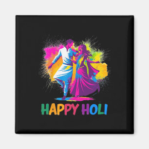 Happy Holi Festival Indian Kleuren Lente Dans Dan Magneet