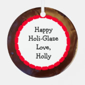 Happy Holi-Glaze Chocolate Donut Metalen Ornament (Achterkant)