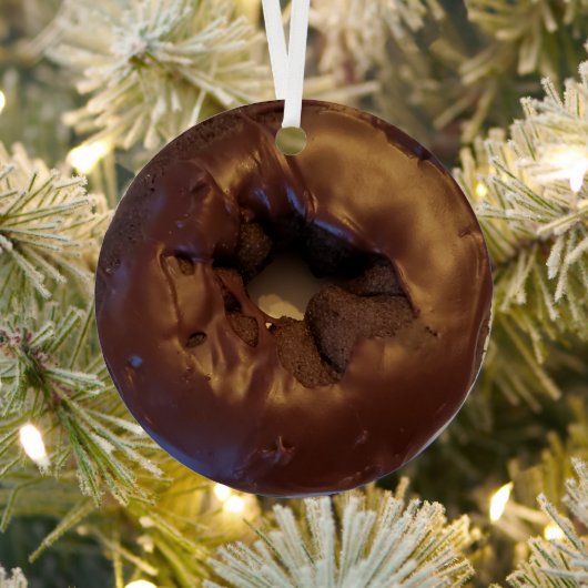 Happy Holi-Glaze Chocolate Donut Metalen Ornament (Insitu)
