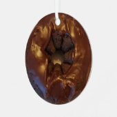Happy Holi-Glaze Chocolate Donut Metalen Ornament (Voorkant links)