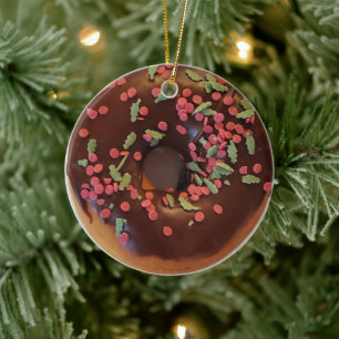 Happy Holi-Glaze Chocolate Sprinkles Donut Keramisch Ornament