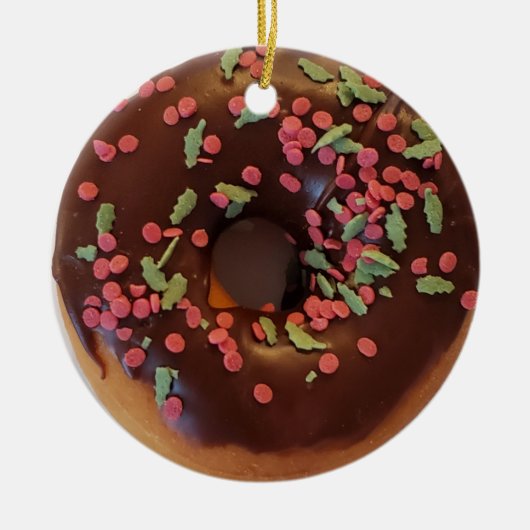 Happy Holi-Glaze Chocolate Sprinkles Donut Keramisch Ornament (Voorkant)