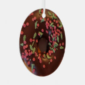 Happy Holi-Glaze Chocolate Sprinkles Donut Metalen Ornament (Voorkant Rechts)