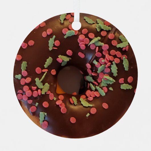 Happy Holi-Glaze Chocolate Sprinkles Donut Metalen Ornament (Voorkant)