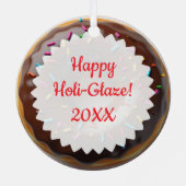 Happy Holi-glaze Donut Gepersonaliseerde Kerst Metalen Ornament (Achterkant)