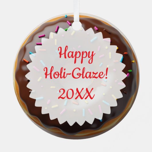 Happy Holi-glaze Donut Gepersonaliseerde Kerst Metalen Ornament (Achterkant)