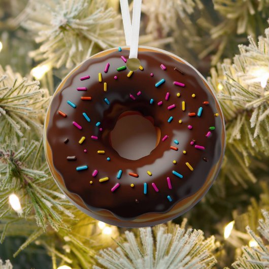 Happy Holi-glaze Donut Gepersonaliseerde Kerst Metalen Ornament (Insitu)