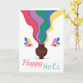 Happy Holi in White Background Kaart (Gele Bloem)
