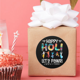 Happy Holi Let's Pawri Hindu Holi Festival Cadeaus Ronde Sticker