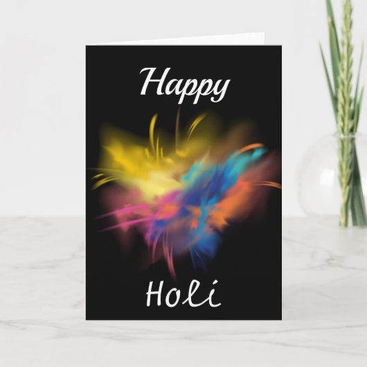 Happy Holi op zwarte achtergrond Kaart (Voorkant)