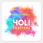 Happy Holi Vierkante Sticker (Voorkant)