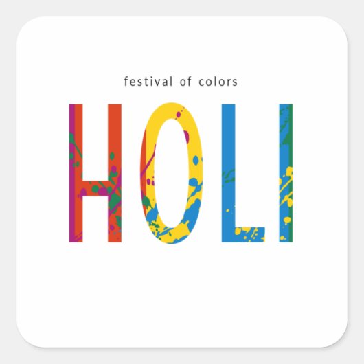 Happy Holi Vierkante Sticker (Voorkant)