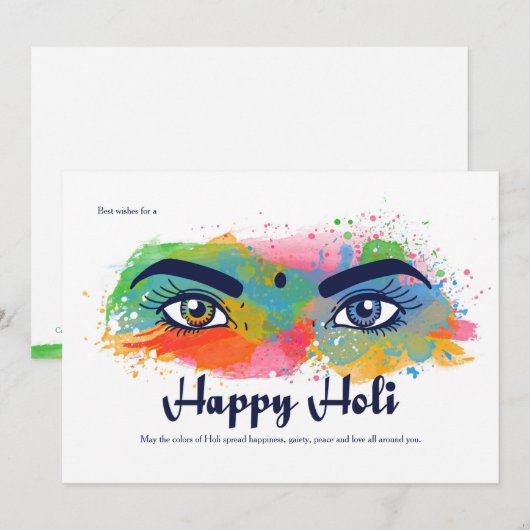 Happy Holi Wenskaart Feestdagenkaart (Voorkant / Achterkant)