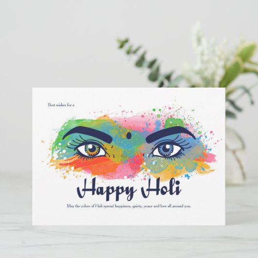 Happy Holi Wenskaart Feestdagenkaart (Staand voorkant)