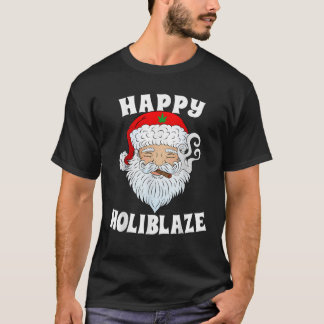 Happy Holiblaze Santa Roken Wiet Grappige Kerstmis T-shirt