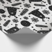 Happy Holiday Alien Reindeer Silver Black Snow Cadeaupapier (Hoek)