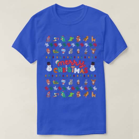 Happy Holiday Animals Ugly KerstSweater Fun F T-shirt (Design voorkant)