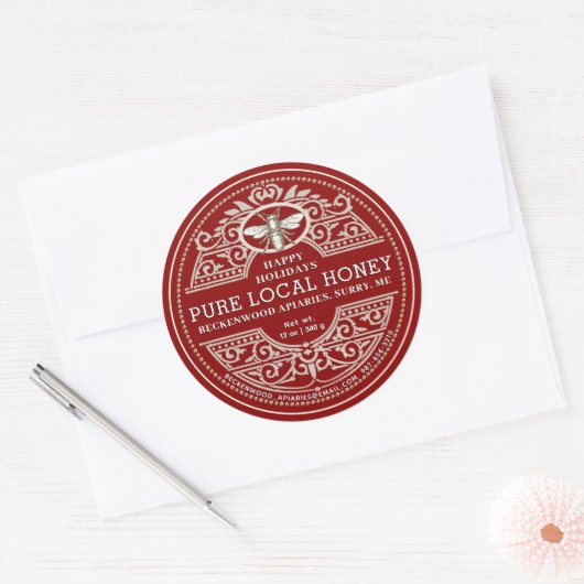 Happy Holiday APIARY  Honey Label Red (Envelop)