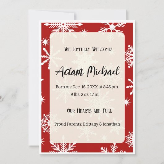 Happy Holiday Baby Birth Announcement Photo Aankondiging (Voorkant)