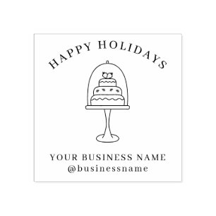 Happy Holiday Bakery Food Business Wood Art Stamp Rubberstempel