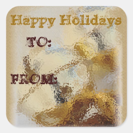 Happy Holiday Bells cadeaulabel Vierkante Sticker (Voorkant)