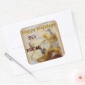 Happy Holiday Bells cadeaulabel Vierkante Sticker (Envelop)