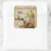Happy Holiday Bells cadeaulabel Vierkante Sticker (Tas)