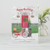 Happy Holiday Black Labrador Retriever rode deur (Staand voorkant)