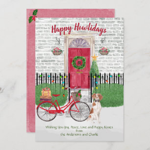 Happy Holiday Brittany Spaniel door rode fiets