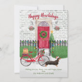Happy Holiday Brown Dachshund Bicycle Red-deur (Voorkant)