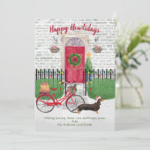 Happy Holiday Brown Dachshund Bicycle Red-deur (Staand voorkant)