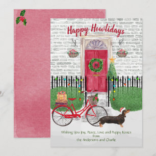 Happy Holiday Brown Dachshund Bicycle Red-deur