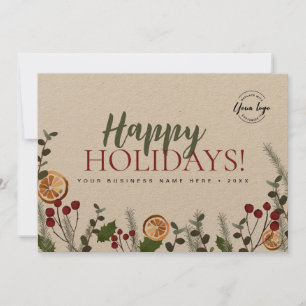 Happy Holiday Business Kerstmis Foliage Custom Feestdagenkaart