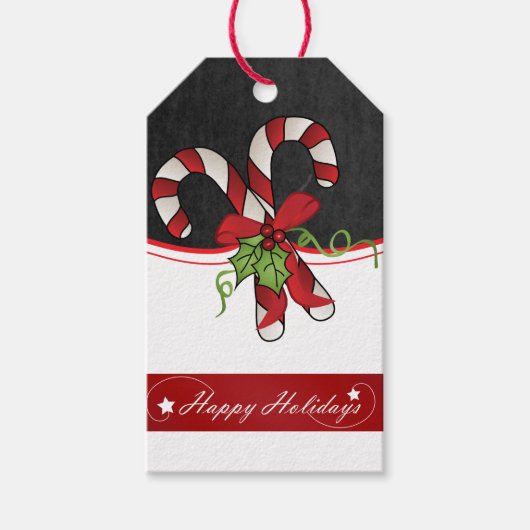 Happy Holiday Candy Cane Design Cadeaulabel (Voorkant)