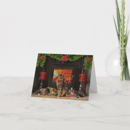 "Happy Holiday Cats" Opmerking Kaart (Voorkant)