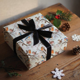 Happy holiday, Christmas candles and birds  Inpakpapier Vel