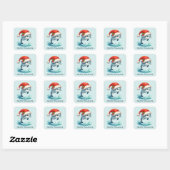 Happy Holiday Christmas dolfijn tekst toevoegen Vierkante Sticker (Vel)