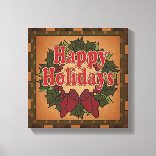 Happy Holiday Christmas Krans Canvas Afdruk (Voorkant)