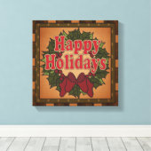 Happy Holiday Christmas Krans Canvas Afdruk (Insitu (Houten vloer))