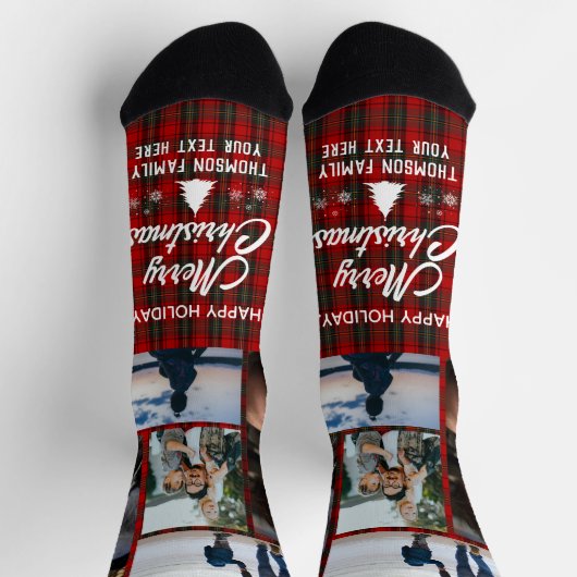 Happy Holiday Christmas Photo Collage Aangepaste n Sokken (Top)