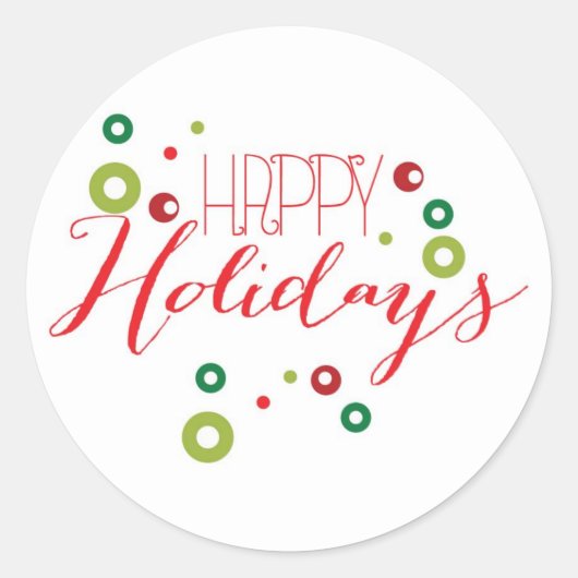 Happy Holiday Circle Sticker (Voorkant)