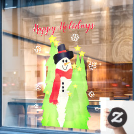 Happy Holiday Commercial Snowman Large Raamsticker