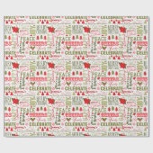 Happy Holiday Custom Naam Kleurrijke Cheer Kerstmi Cadeaupapier (Vlak)