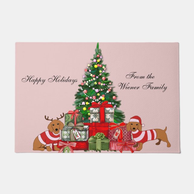 Happy Holiday Dachshund Doormat Deurmat (Voorkant)