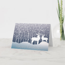 Happy Holiday Deer in Snow Feestdagen Kaart