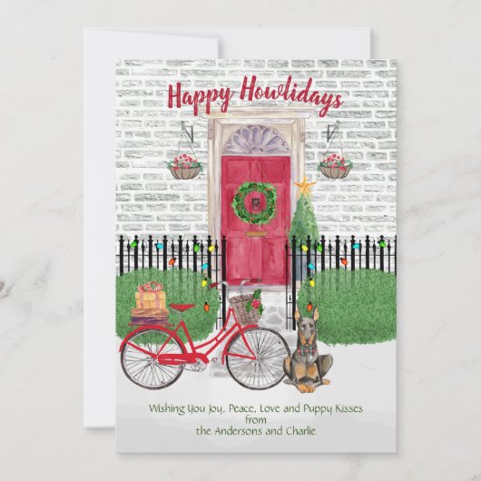 Happy Holiday Doberman Bicycle - Rode deur (Voorkant)