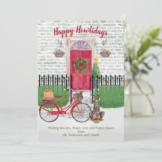 Happy Holiday Doberman Bicycle - Rode deur (Staand voorkant)
