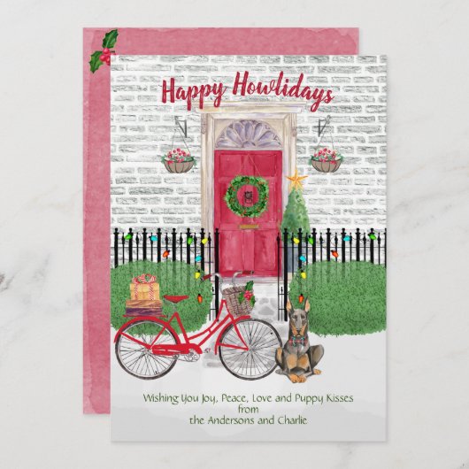 Happy Holiday Doberman Bicycle - Rode deur (Voorkant / Achterkant)
